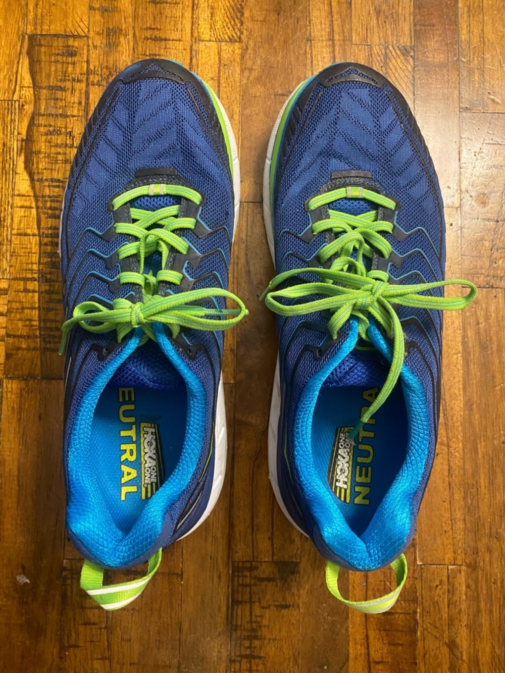 Hoka One One Clifton 4 Men's Blue with Lime Running Shoes